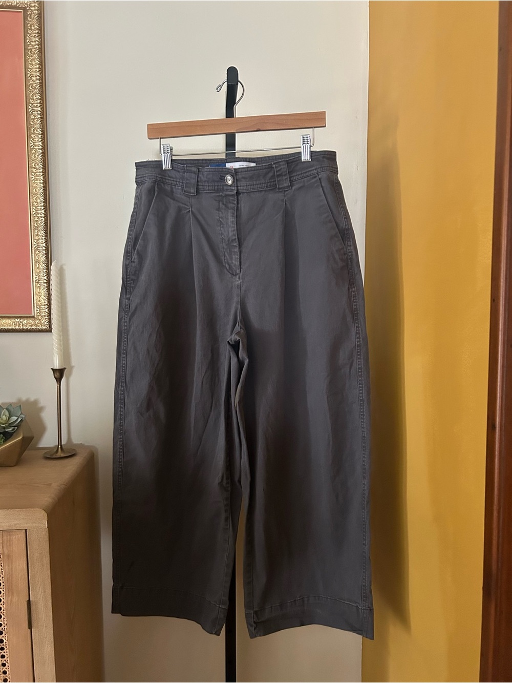 Old Navy Extra High Rise Wide Leg Pants Gray Business Casual 12 Petite